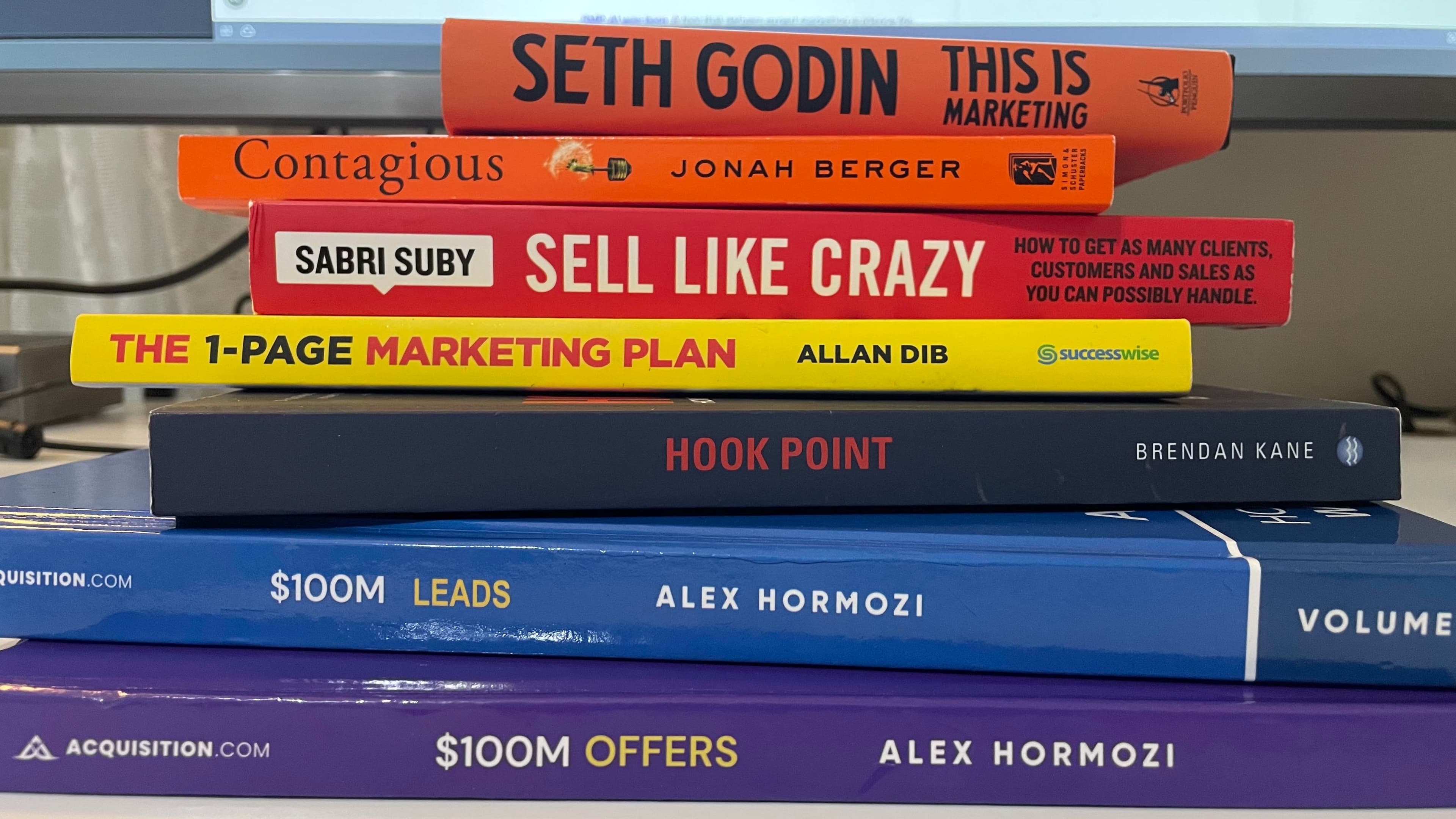 Stack of marketing books